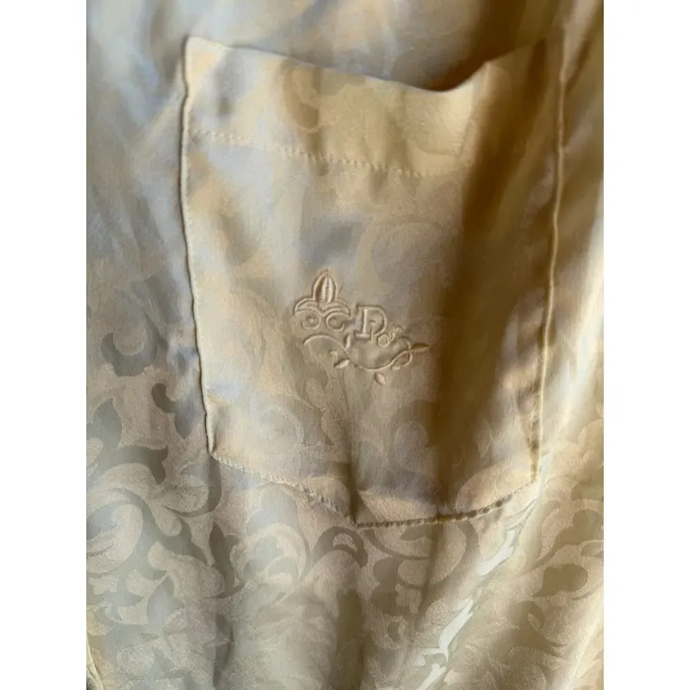 Vintage Christian Dior Lingerie Yellow Jacquard Night Shirt Boyfriend PJ M - Picture 2 of 12